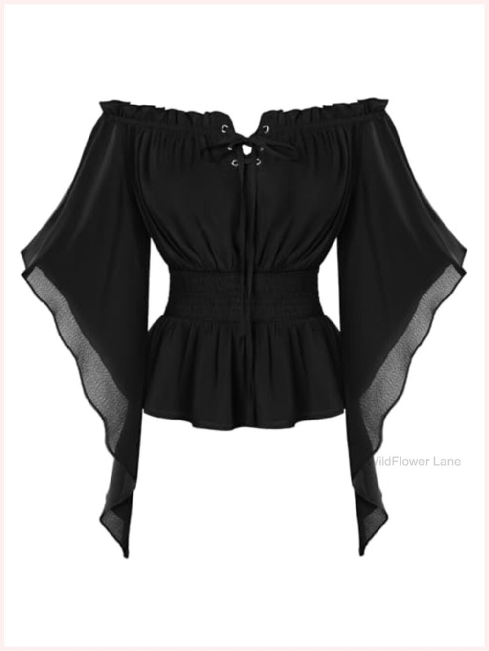 Women Off Shoulder Bell Sleeve Chiffon Blouse Renaissance Medieval Top
